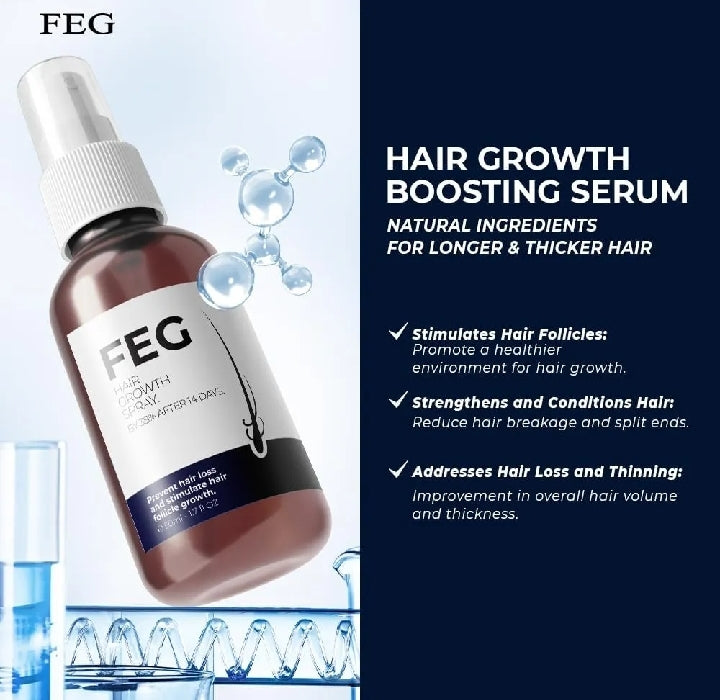 FEG Plus Hair Growth Serum Grow Longer, Thicker & Healthier Hair – Naturally